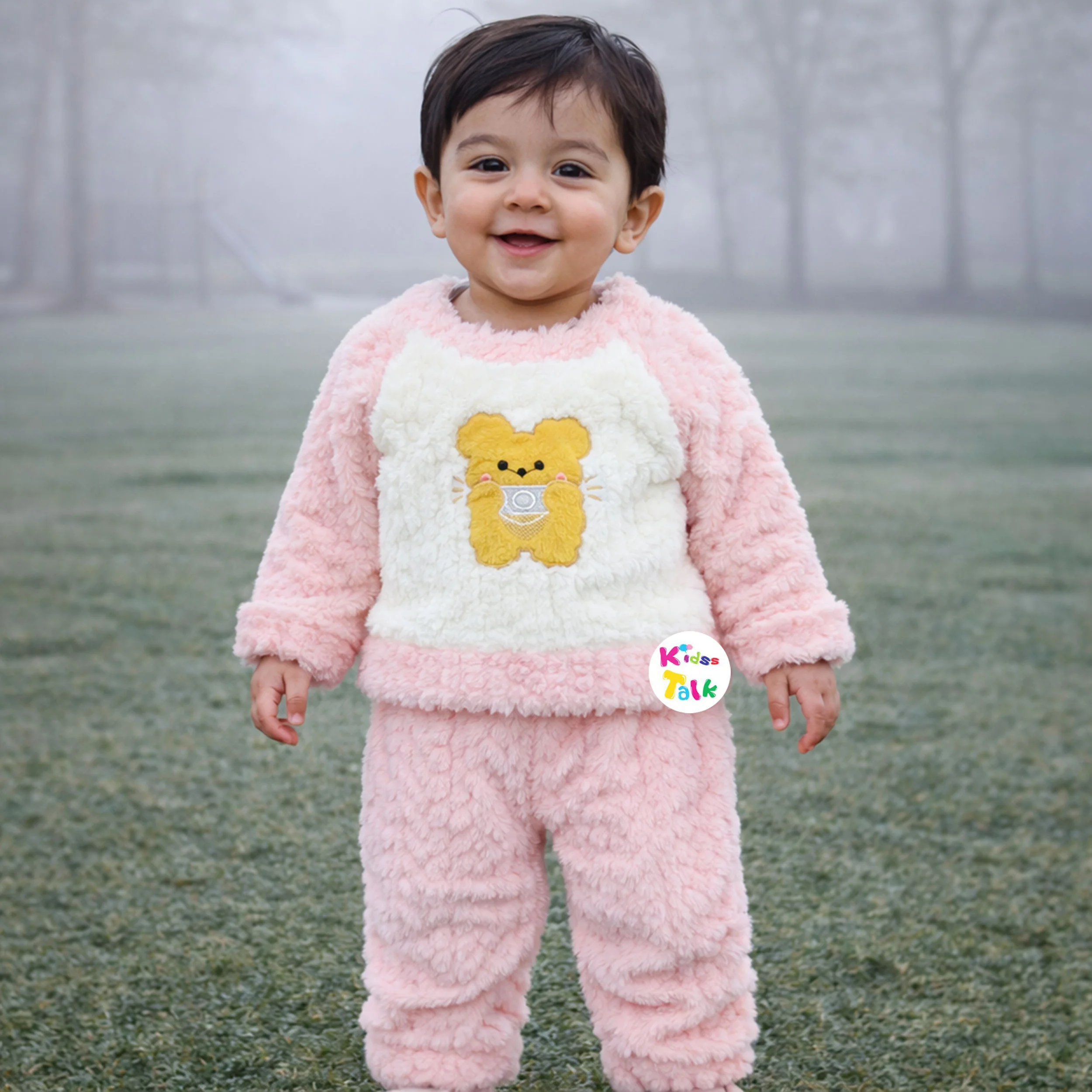 Fur Full Sleeve Windcheater Set - Baby Pink